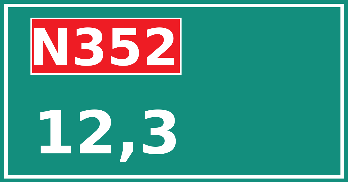 Hectometerbord N352 12,3