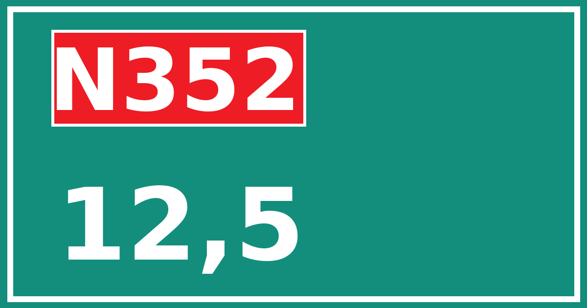 Hectometerbord N352 12,5
