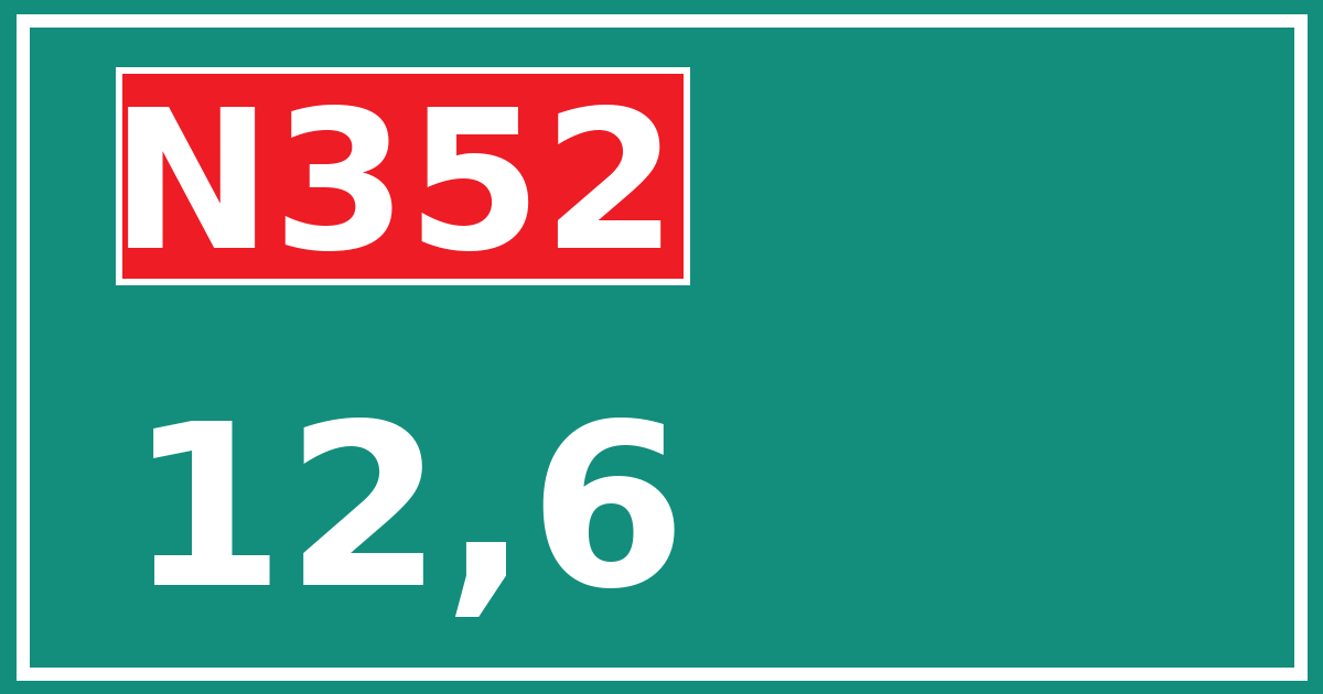 Hectometerbord N352 12,6