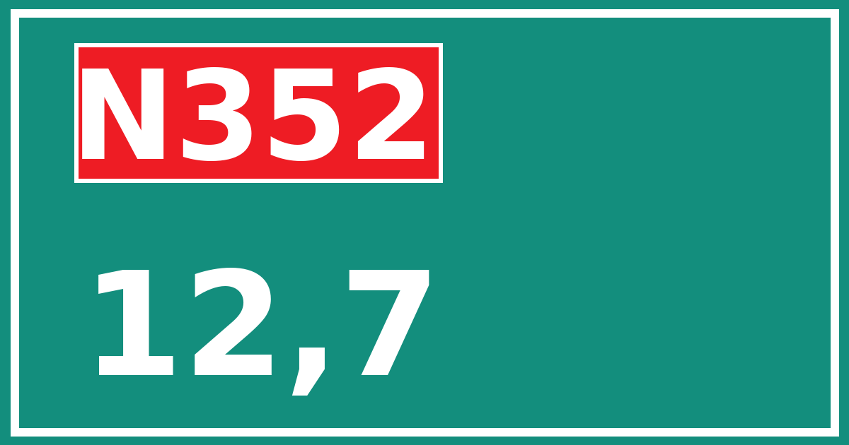 Hectometerbord N352 12,7
