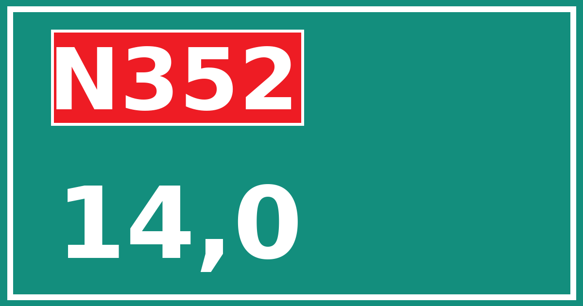 Hectometerbord N352 14,0