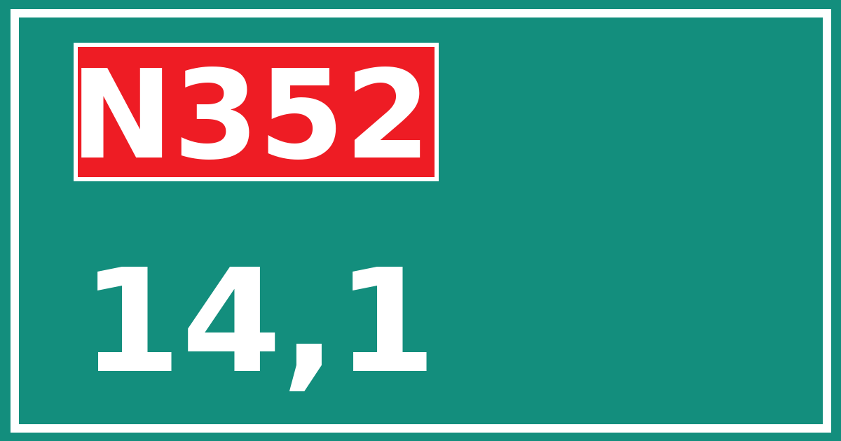 Hectometerbord N352 14,1