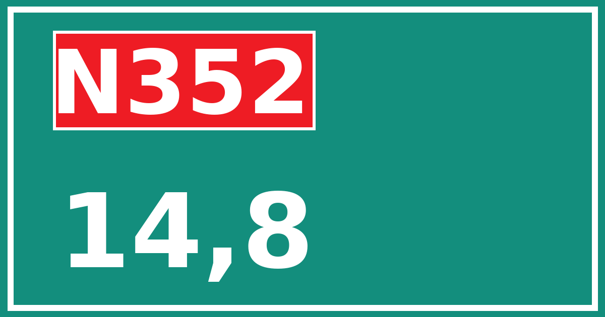 Hectometerbord N352 14,8