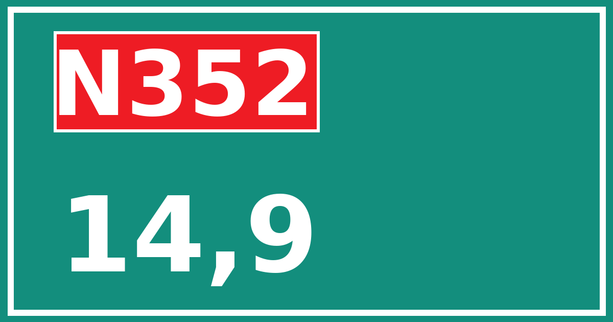 Hectometerbord N352 14,9