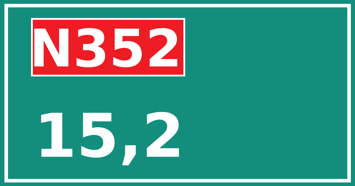 Hectometerbord N352 15,2