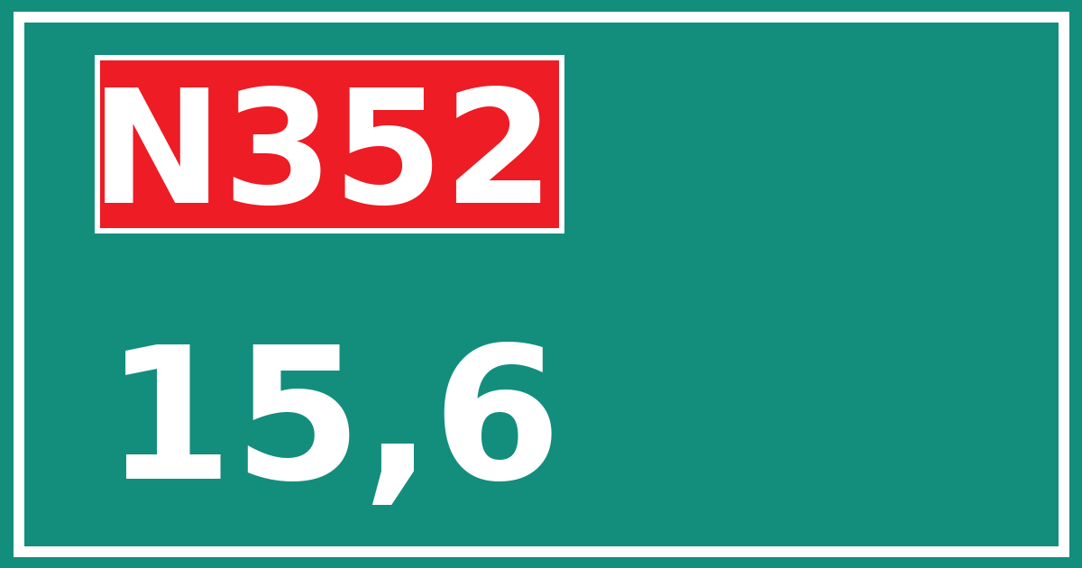 Hectometerbord N352 15,6