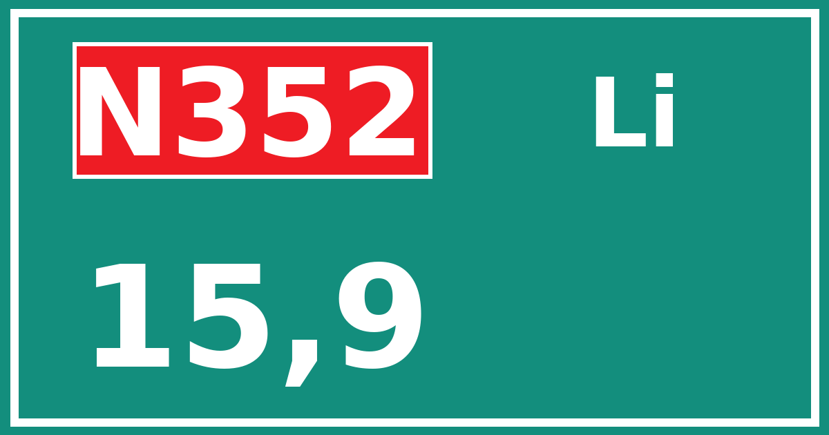 Hectometerbord N352 15,9 zijde Li