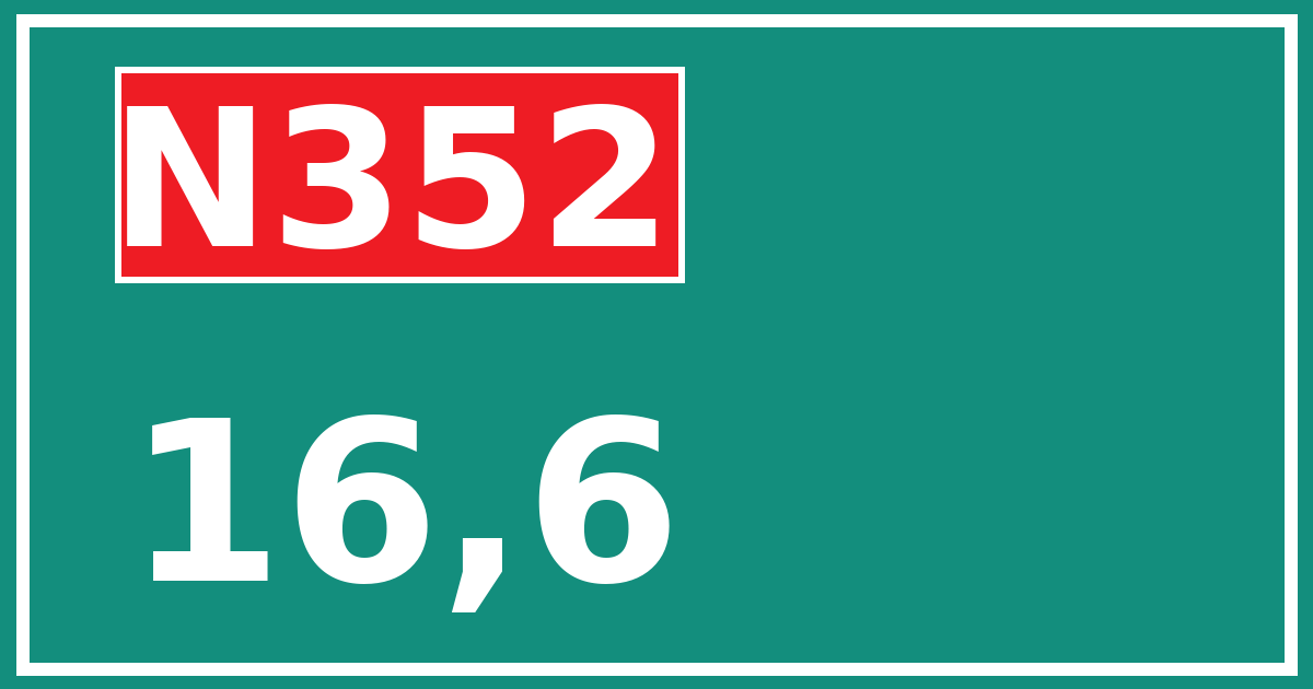 Hectometerbord N352 16,6