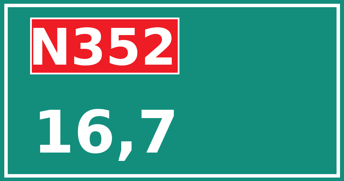 Hectometerbord N352 16,7