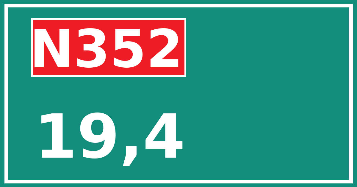 Hectometerbord N352 19,4