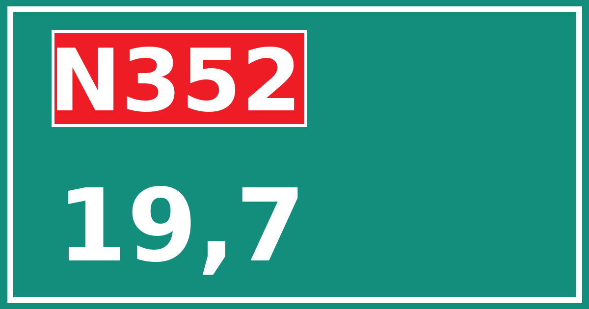 Hectometerbord N352 19,7