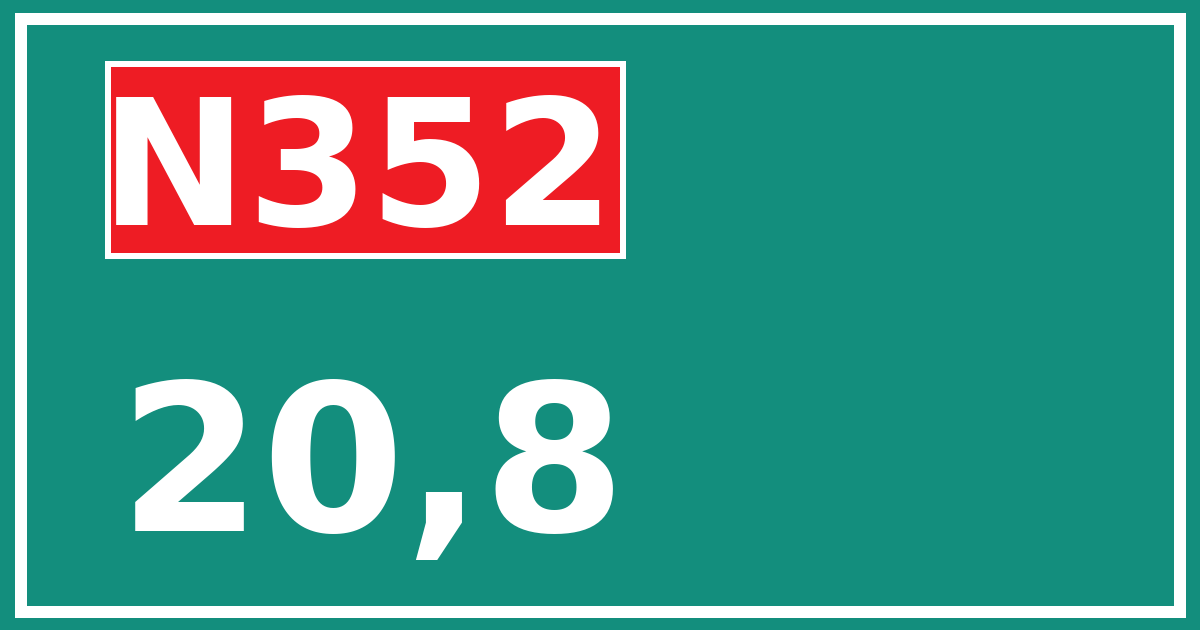 Hectometerbord N352 20,8