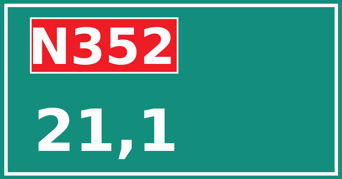 Hectometerbord N352 21,1