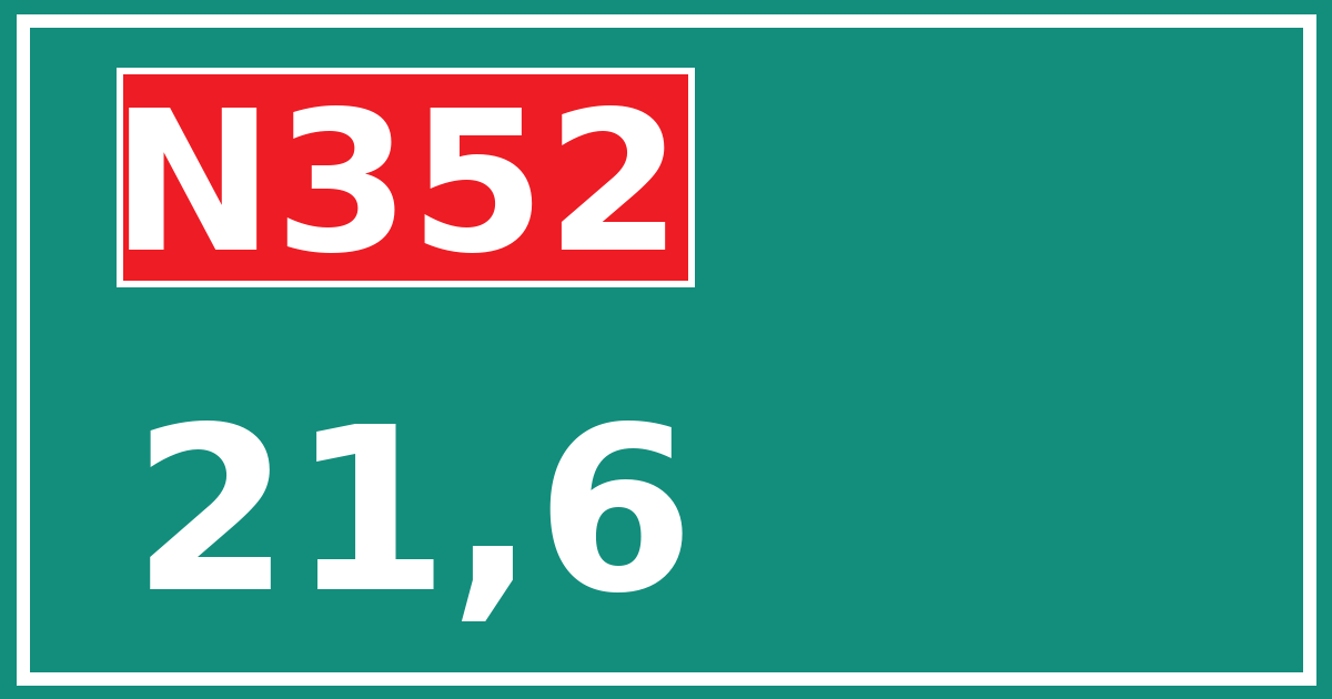 Hectometerbord N352 21,6