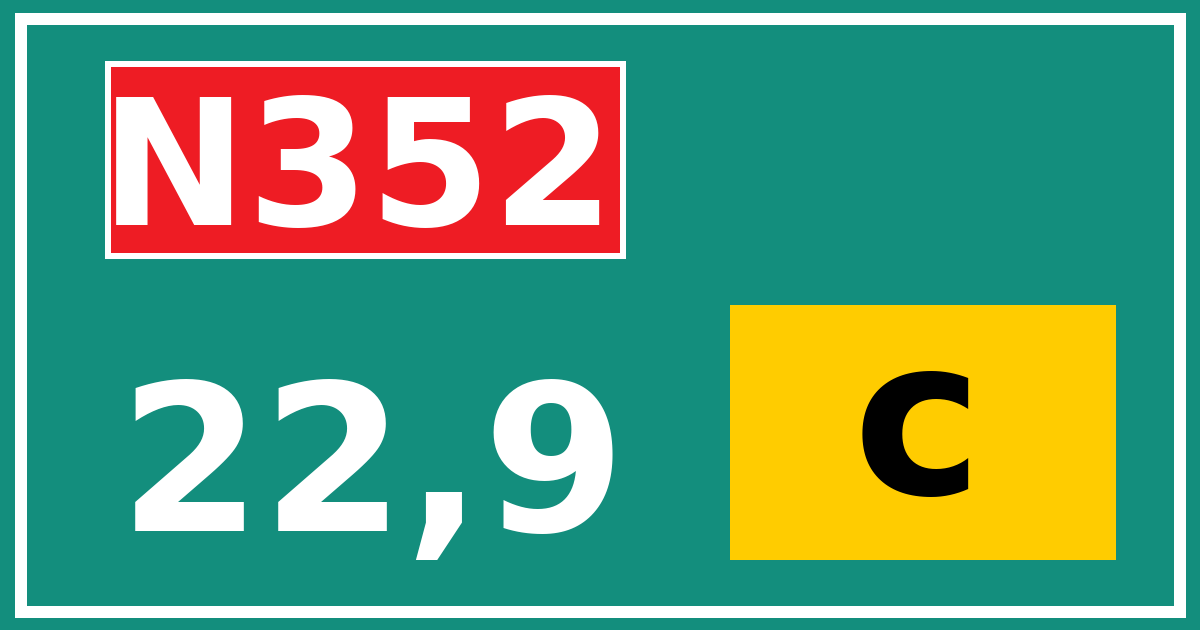 Hectometerbord N352 22,9 letter c
