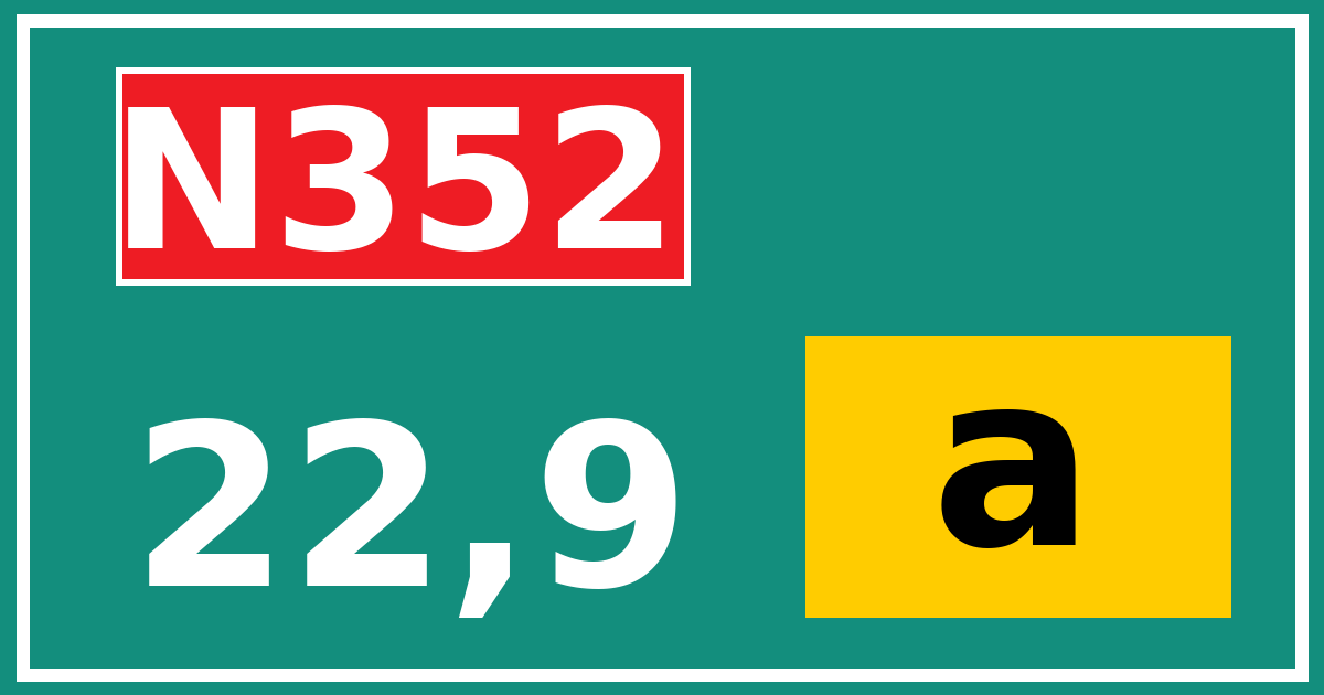 Hectometerbord N352 22,9 letter a