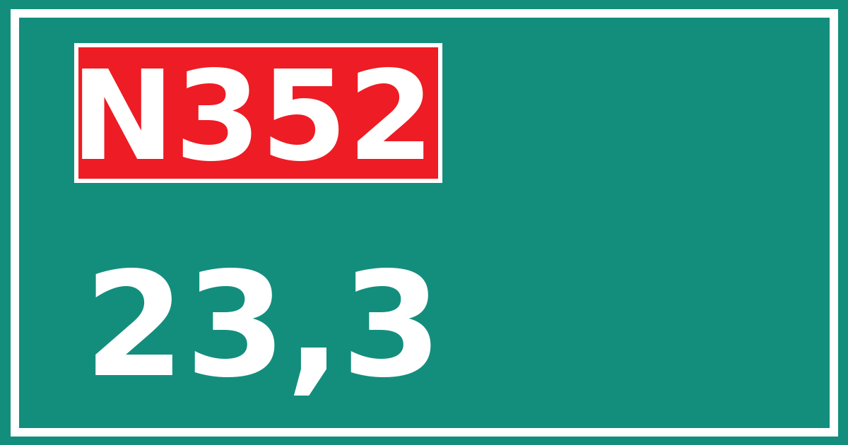 Hectometerbord N352 23,3
