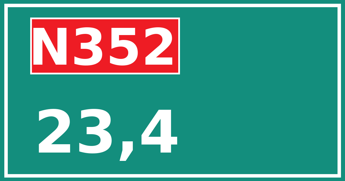 Hectometerbord N352 23,4