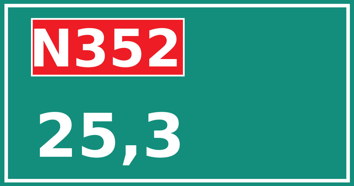 Hectometerbord N352 25,3