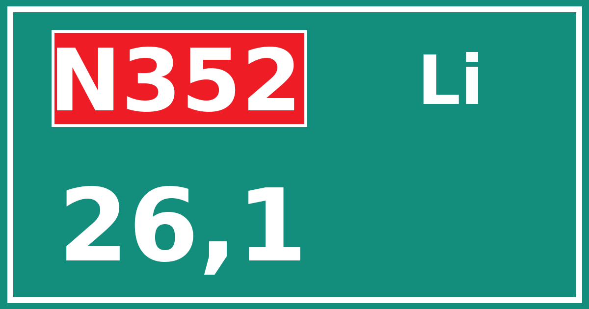 Hectometerbord N352 26,1 zijde Li