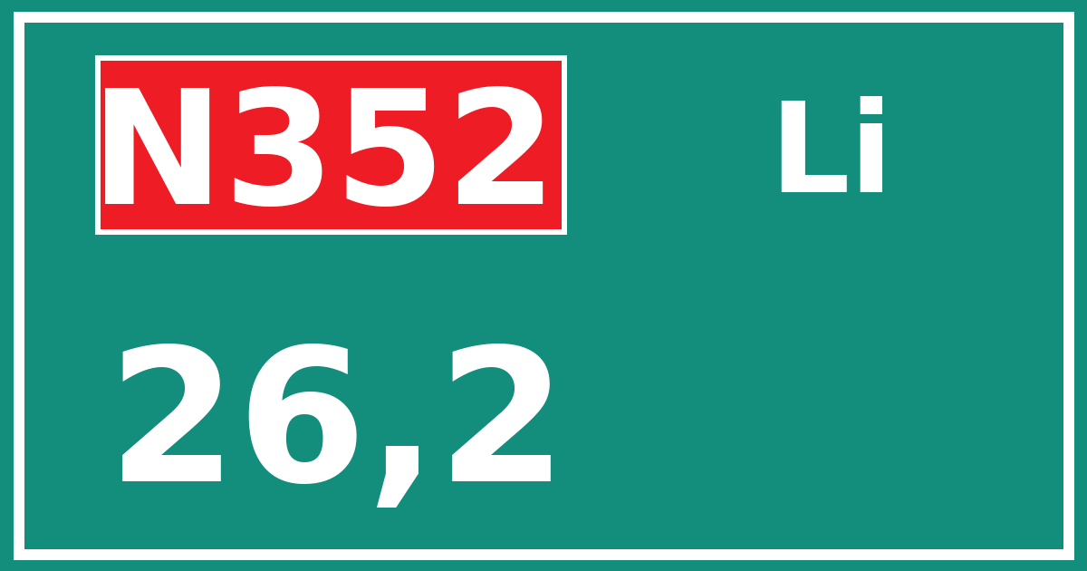 Hectometerbord N352 26,2 zijde Li