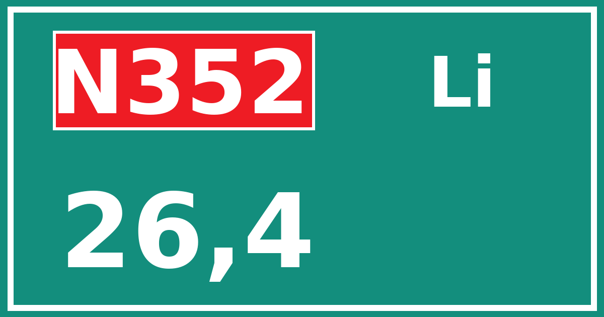 Hectometerbord N352 26,4 zijde Li