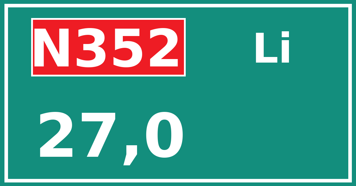 Hectometerbord N352 27,0 zijde Li