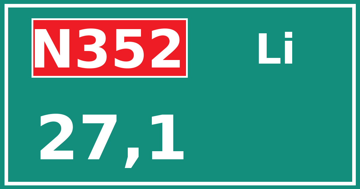 Hectometerbord N352 27,1 zijde Li