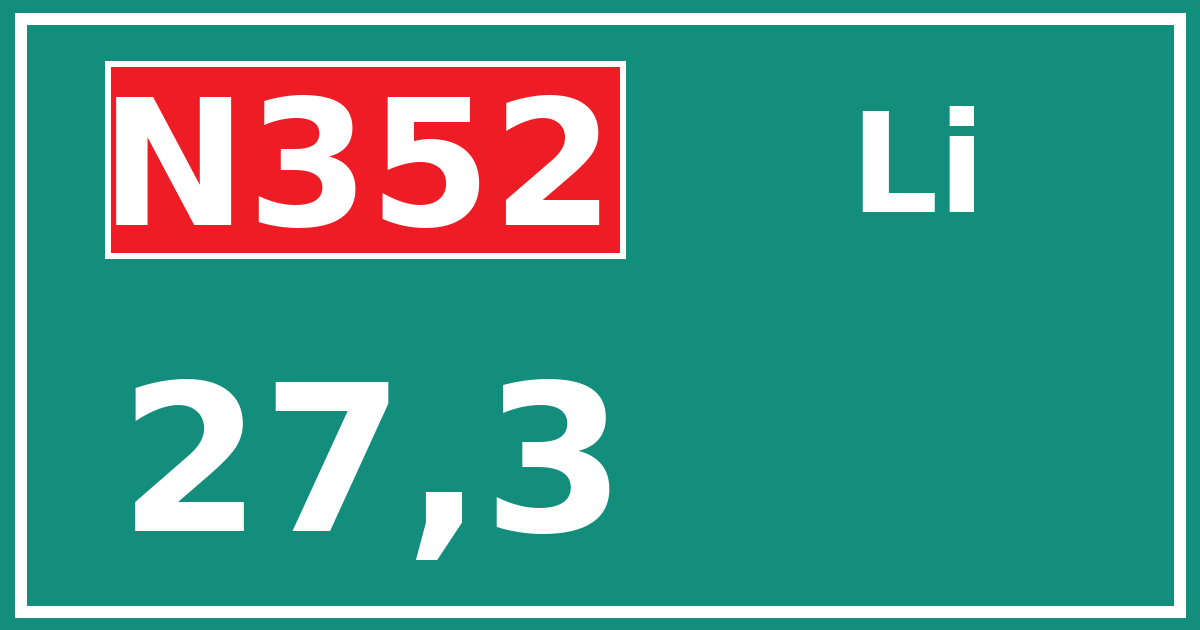 Hectometerbord N352 27,3 zijde Li