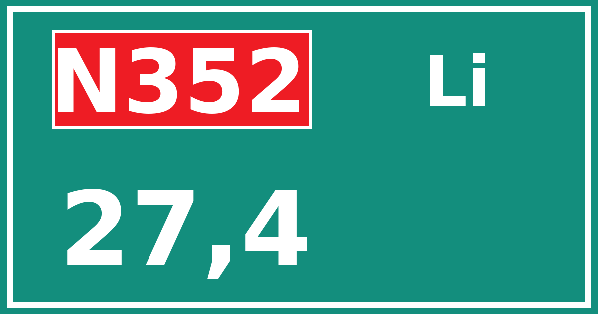 Hectometerbord N352 27,4 zijde Li