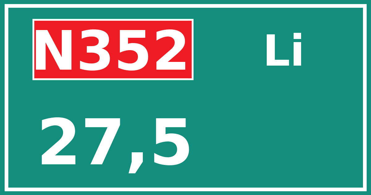 Hectometerbord N352 27,5 zijde Li
