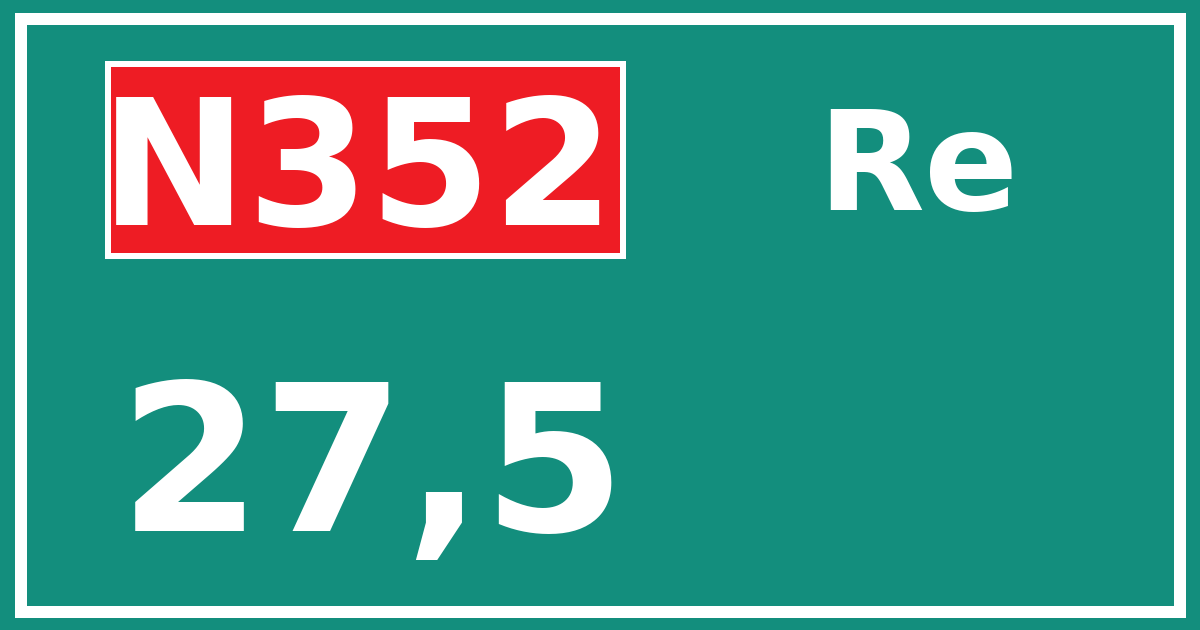Hectometerbord N352 27,5 zijde Re