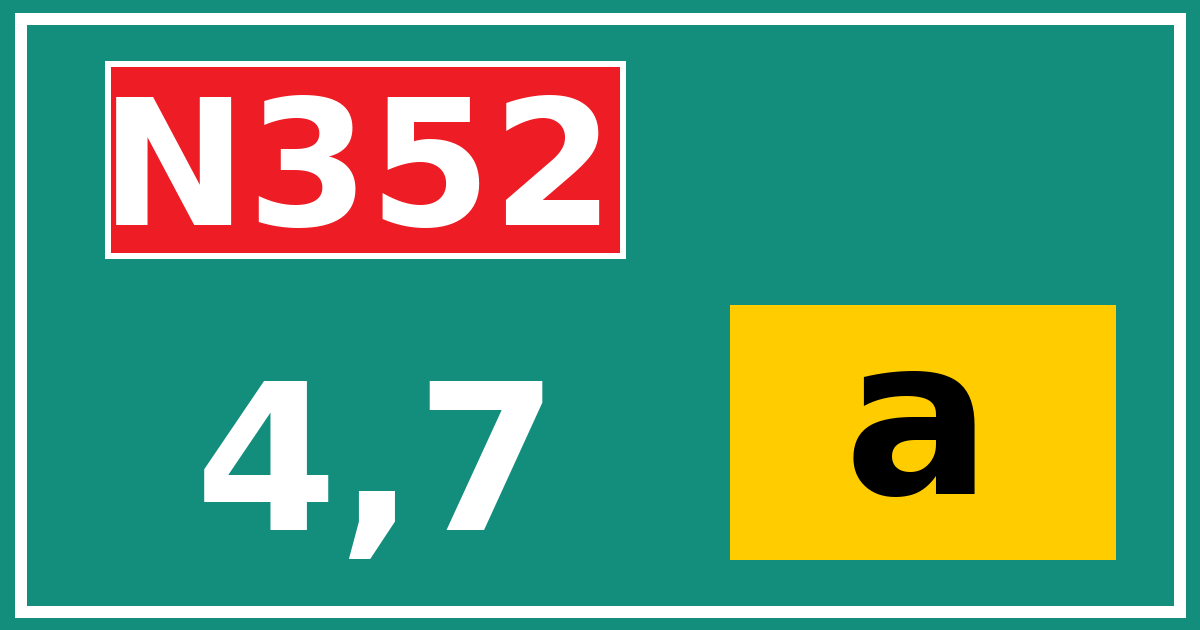 Hectometerbord N352 4,7 letter a
