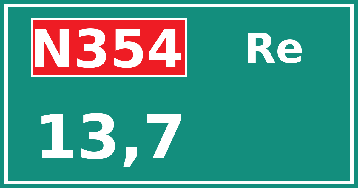 Hectometerbord N354 13,7 zijde Re