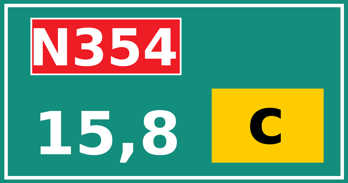 Hectometerbord N354 15,8 letter c