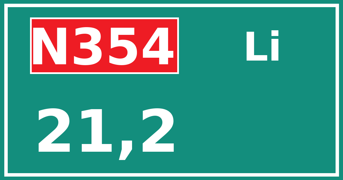Hectometerbord N354 21,2 zijde Li
