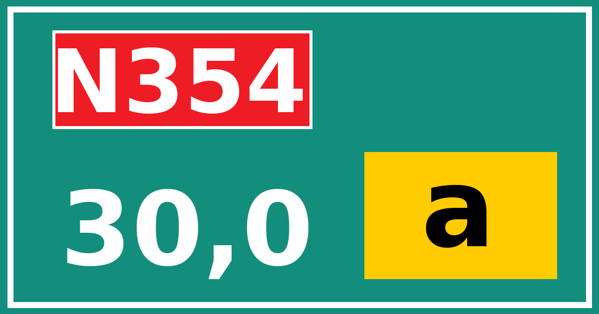 Hectometerbord N354 30,0 letter a