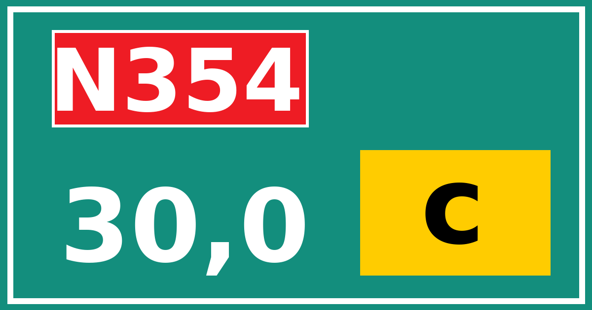 Hectometerbord N354 30,0 letter c