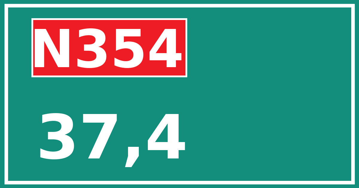 Hectometerbord N354 37,4