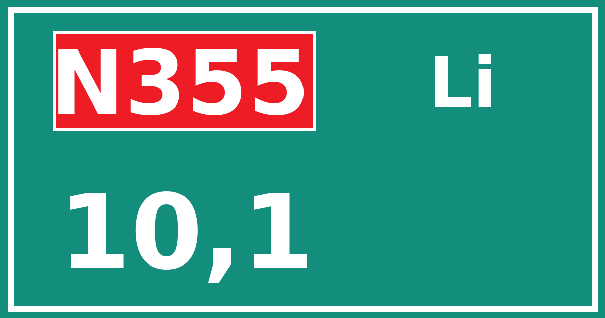 Hectometerbord N355 10,1 zijde Li