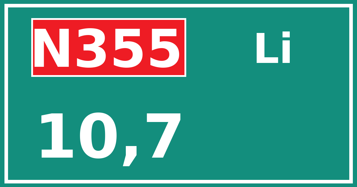 Hectometerbord N355 10,7 zijde Li