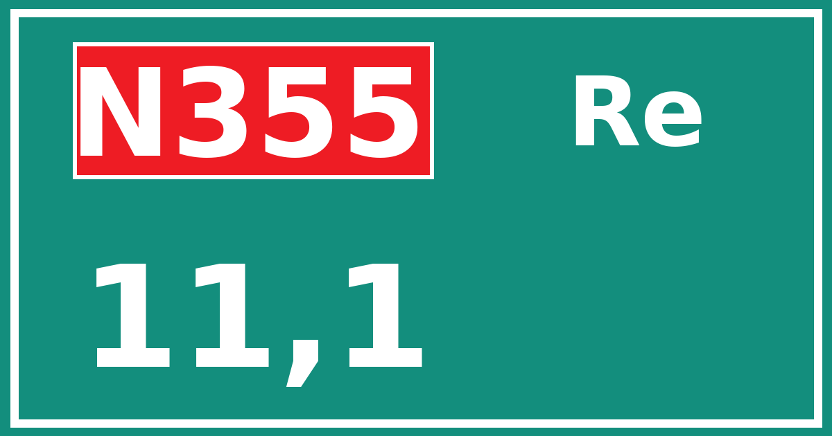 Hectometerbord N355 11,1 zijde Re