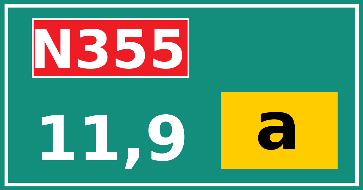Hectometerbord N355 11,9 letter a