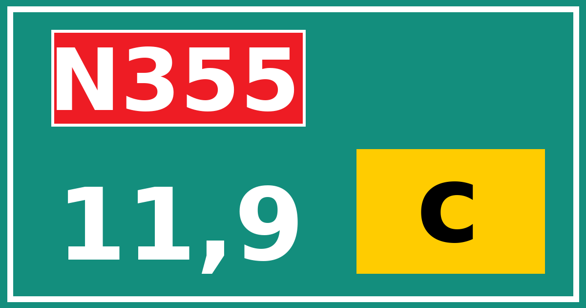 Hectometerbord N355 11,9 letter c