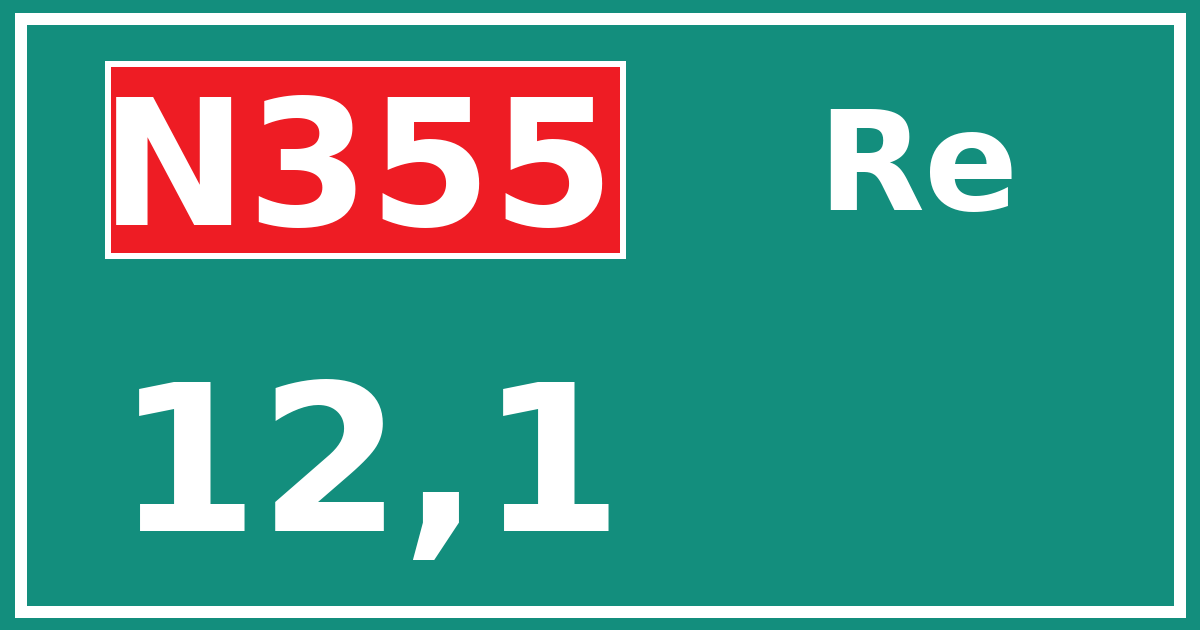 Hectometerbord N355 12,1 zijde Re