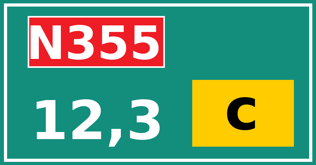 Hectometerbord N355 12,3 letter c
