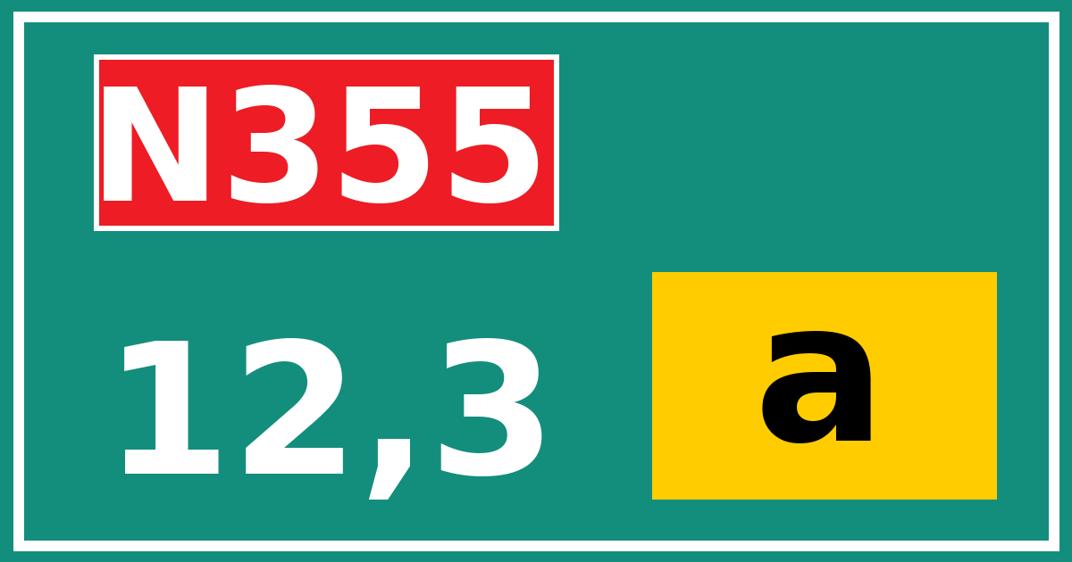 Hectometerbord N355 12,3 letter a