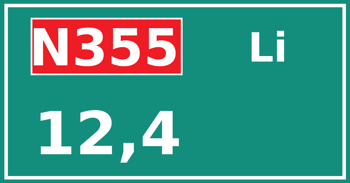 Hectometerbord N355 12,4 zijde Li