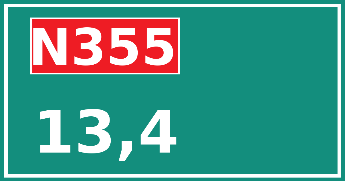 Hectometerbord N355 13,4
