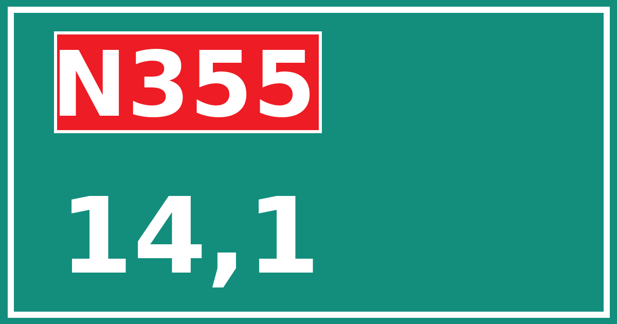 Hectometerbord N355 14,1